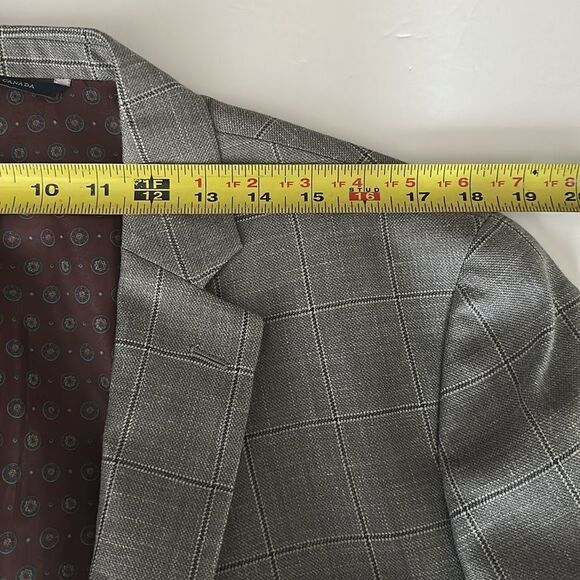 Ralph Lauren Gray Suit Jacket Blazer Gray Plaid Wool Silk Linen Blend 42L - Picture 14 of 16